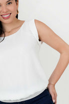 Blusa Gasa Motas con Pretina Abuchonada