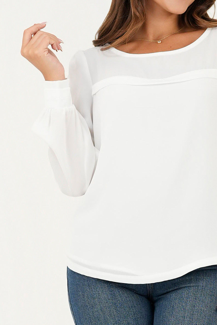 Blusa manga larga pestaña ancha