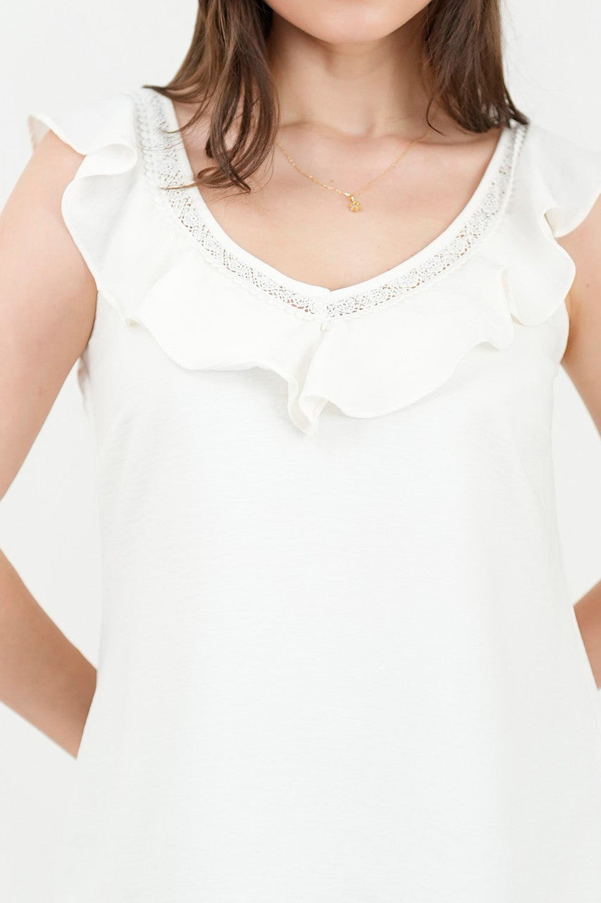 Blusa manga corta bolillo calado