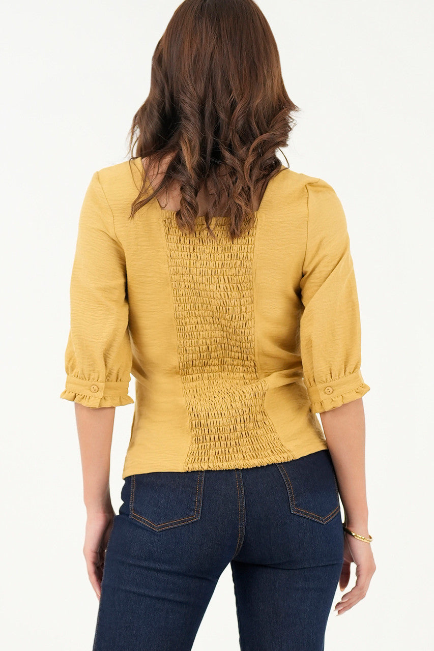 Blusa manga 3/4 Escote con bobito doblado