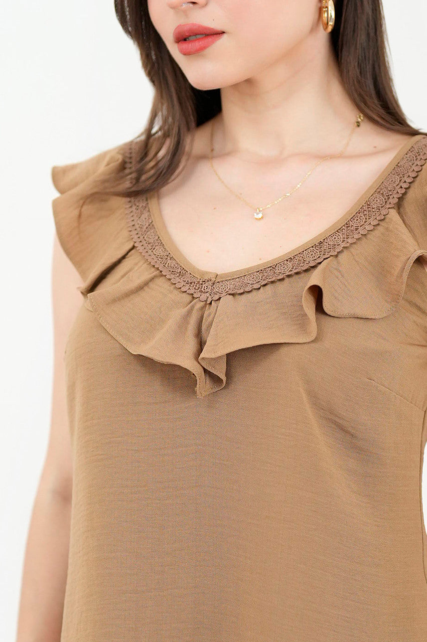 Blusa manga corta bolillo calado