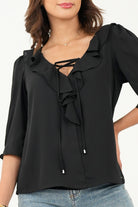 Blusa manga 3/4 escote con ruffle
