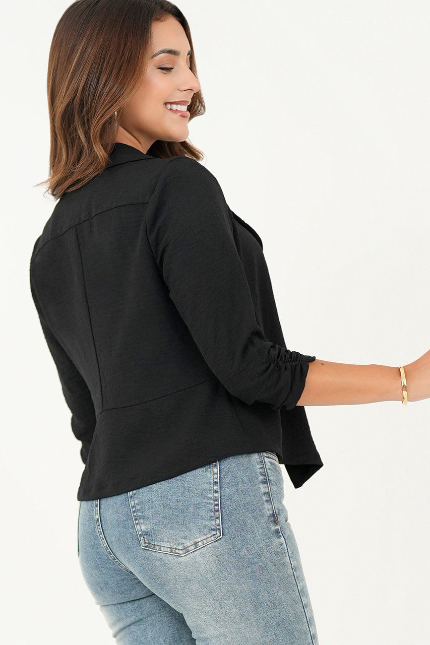 Chaqueta manga 3/4 solapa doble