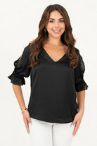 Blusa manga 3/4 manga con ruffle