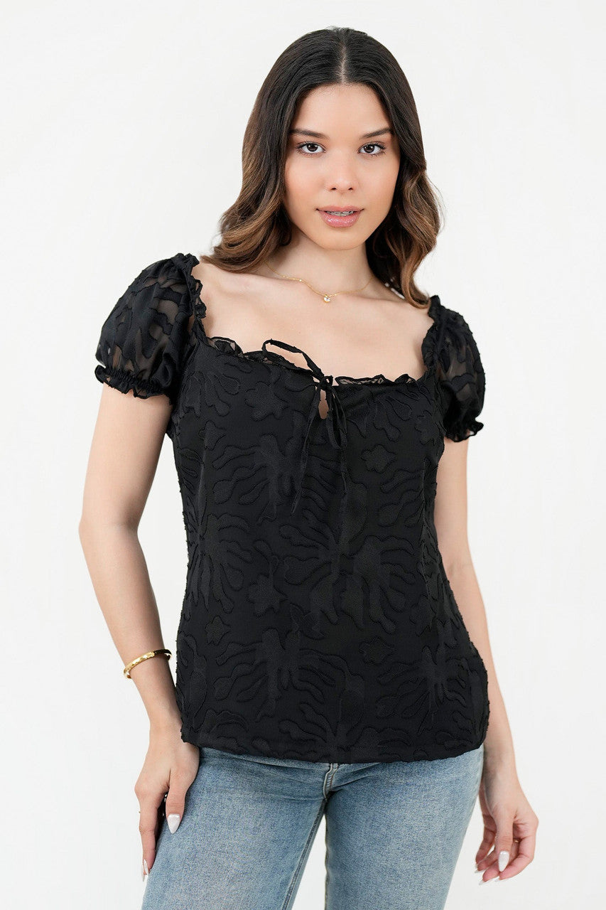 Blusa Manga Abullonada Corta Escote Bobito