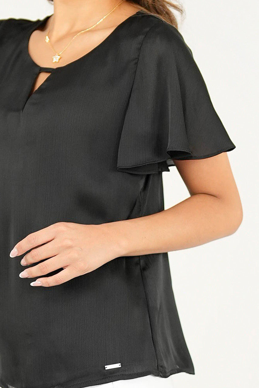Blusa manga corta acampanada