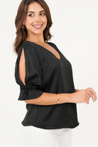 Blusa manga 3/4 manga con ruffle