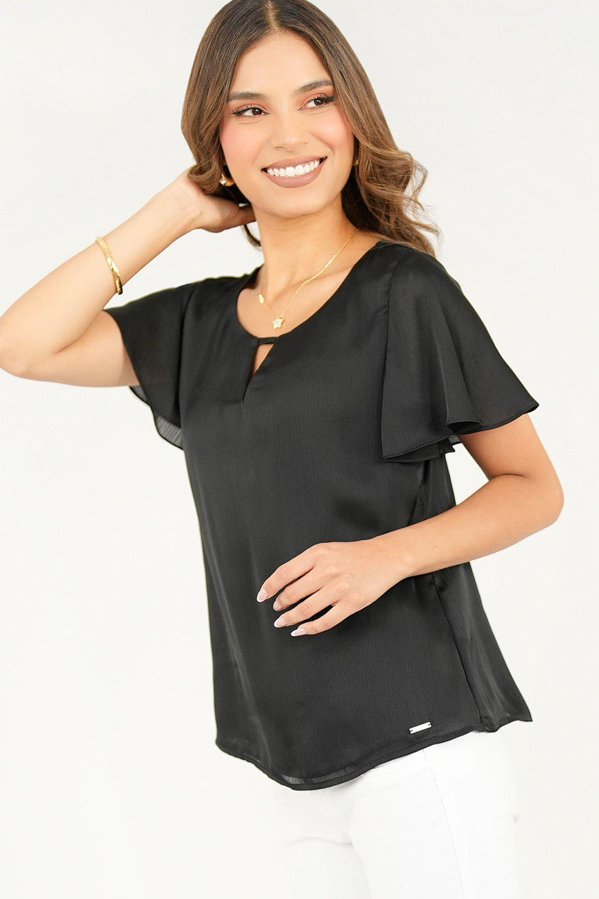 Blusa manga corta acampanada
