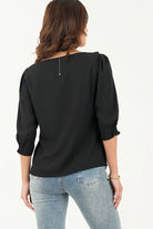Blusa manga 3/4 escote con ruffle