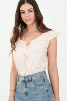 Blusa Manguita Abuchonada con Escote Redondo