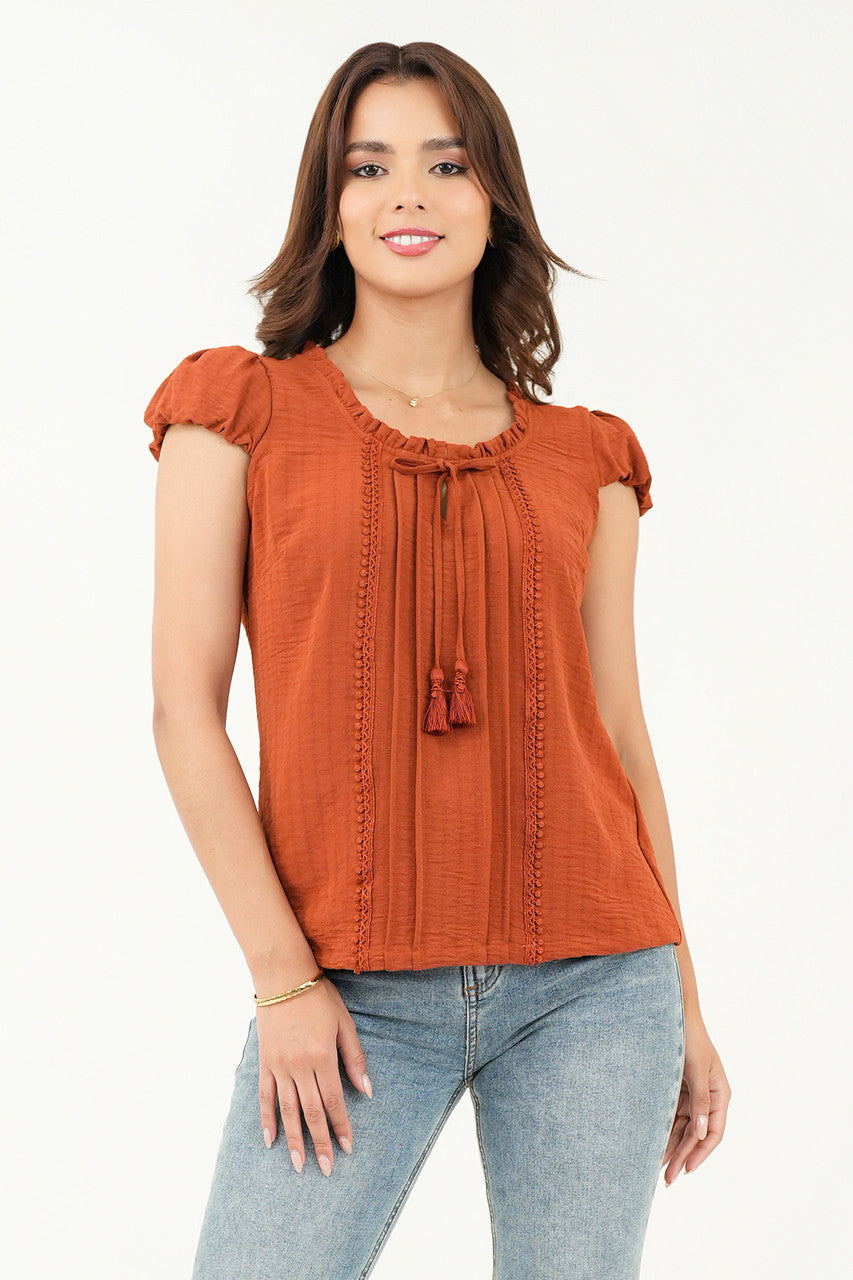 Blusa Bengalina Jacquard con Lazo