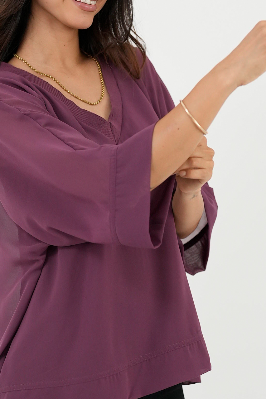 Blusa Manga Larga Murciélago Escote En V