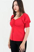 Blusa manga corta busto recogido
