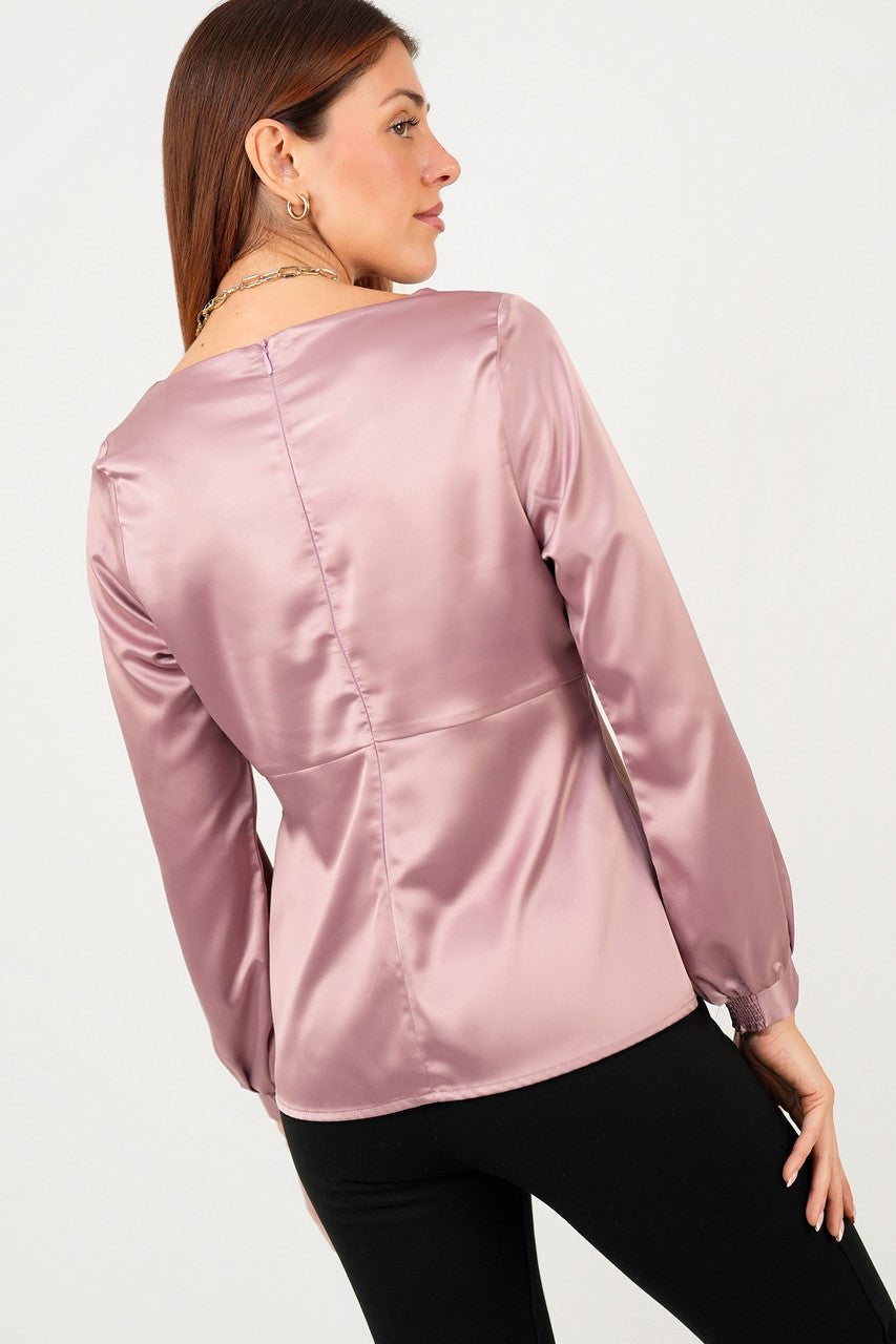 Blusa manga larga Escote redondo