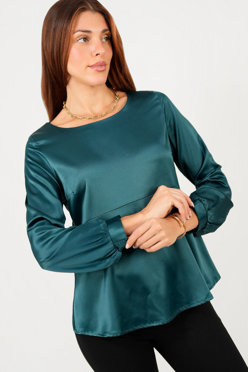 Blusa manga larga Escote redondo