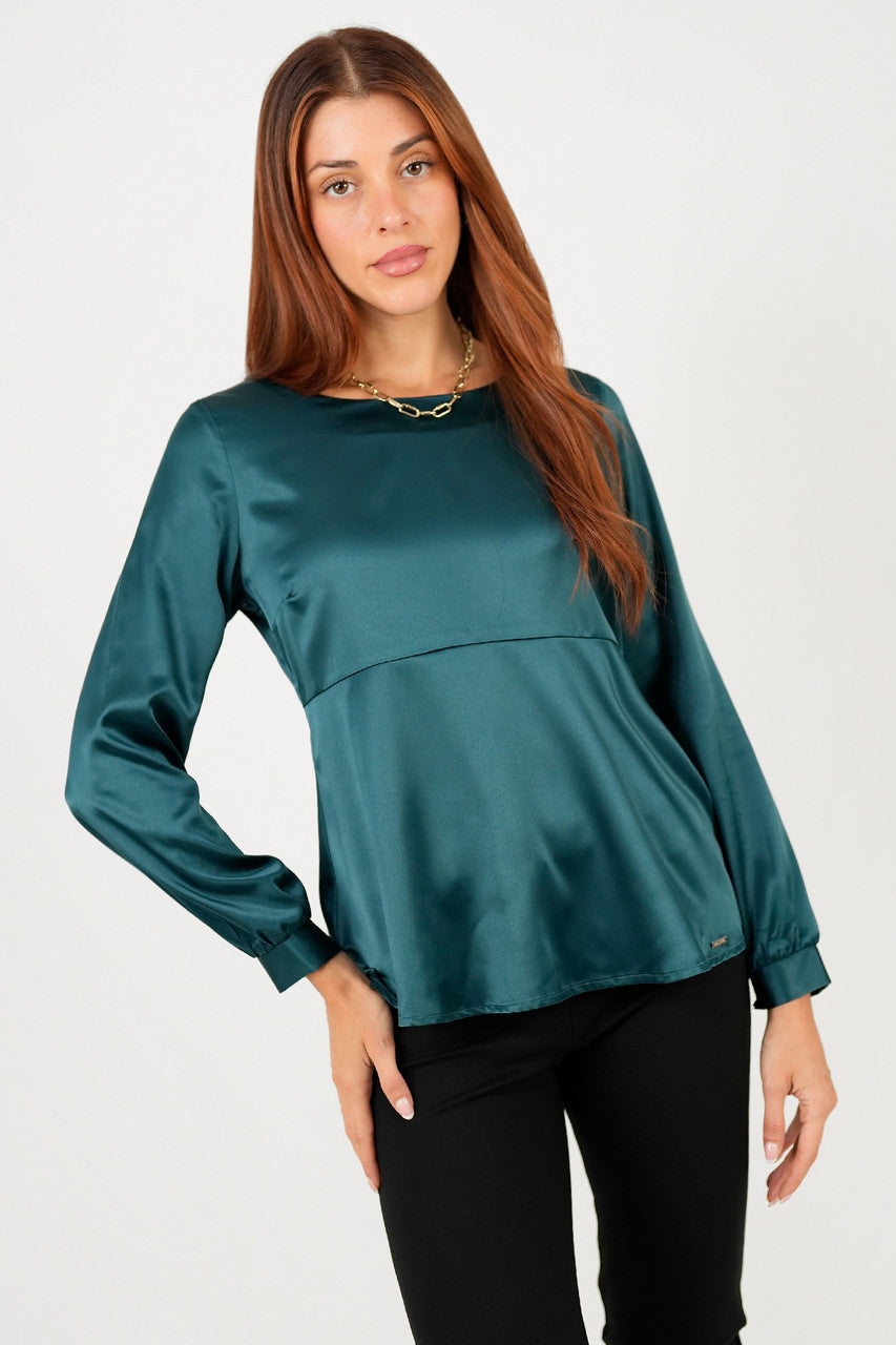 Blusa manga larga Escote redondo