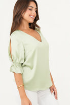 Blusa manga 3/4 manga con ruffle