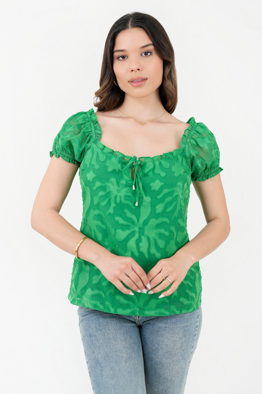 Blusa Manga Abullonada Corta Escote Bobito