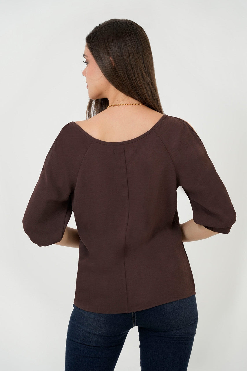Blusa Manga 3/4 Canesú Bolillo Calado