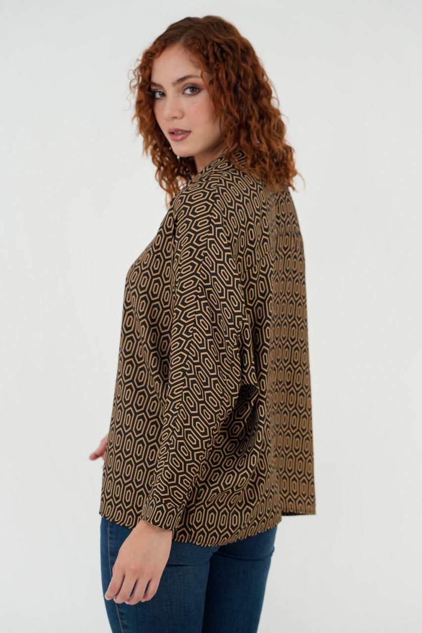 Blusa Manga Larga Cuello Camisero