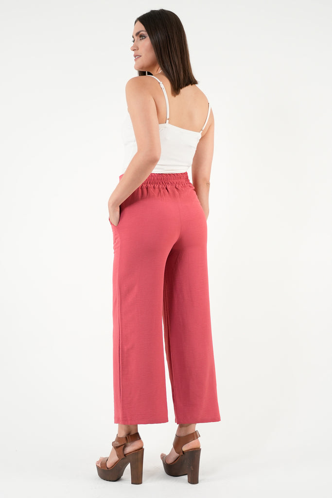 Pantalon Palazo Espalda Elasticada Color Siena
