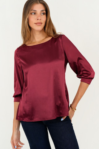 Blusa Manga 3/4 Escote Ojal Corte Clásico