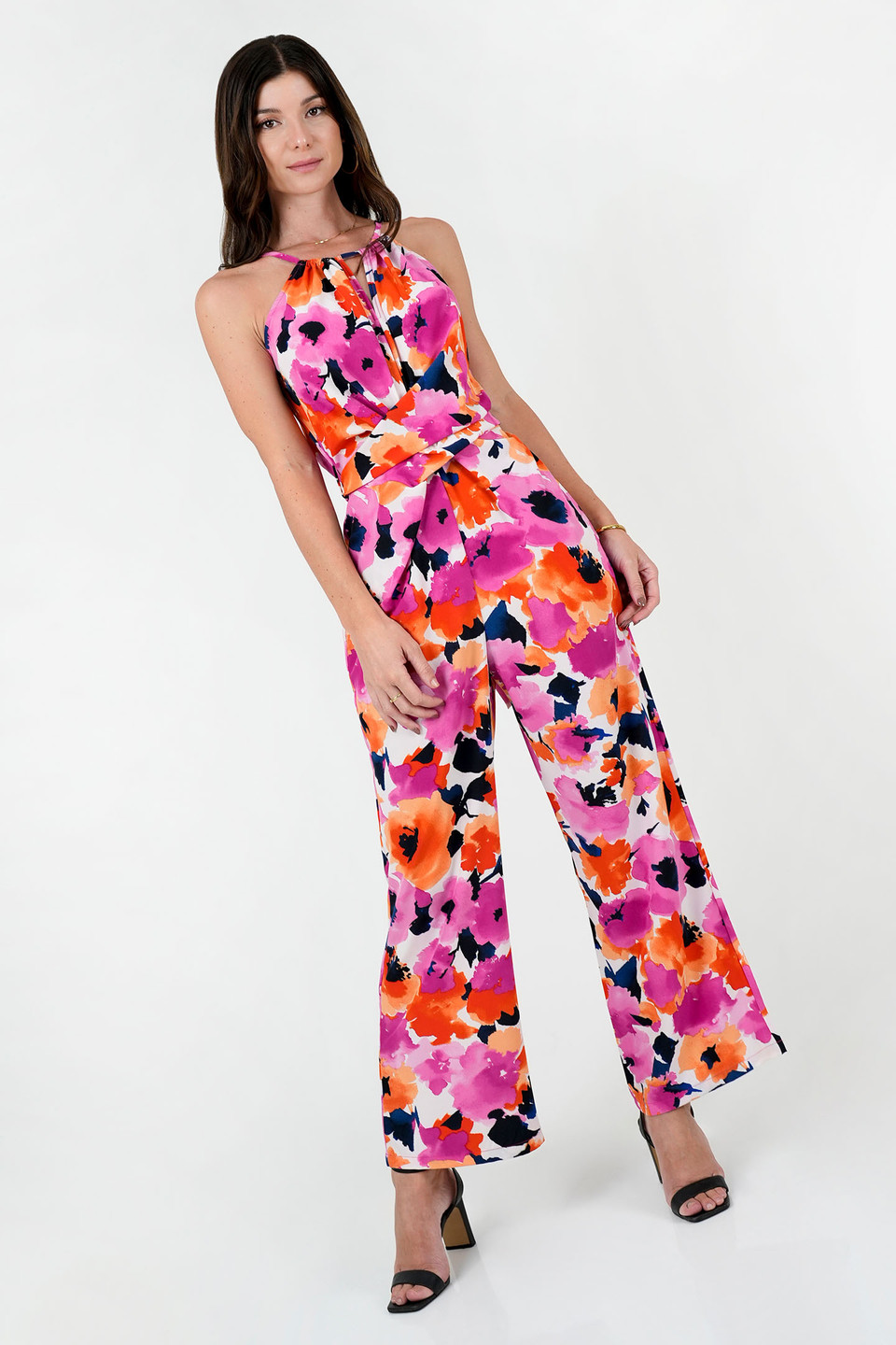 Enterizo Largo Catania Seda Estampada con Drapeado