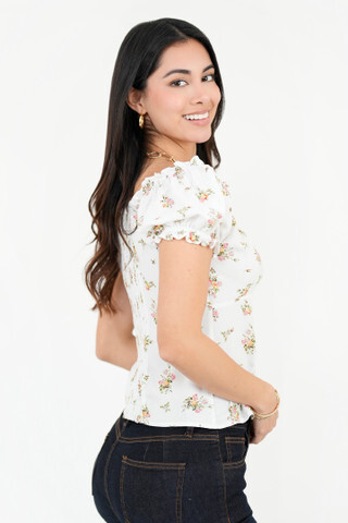 Blusa Manga Corta Bobo en Contorno con Escote Blusa Manga Corta Bobo en Contorno con Escote