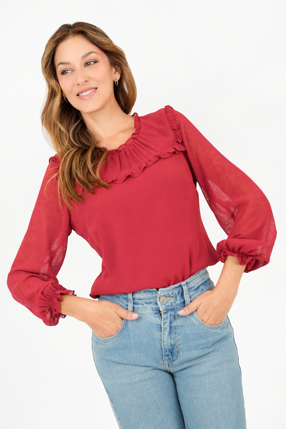 Blusa Manga Larga Puño Abuchonado Bobo