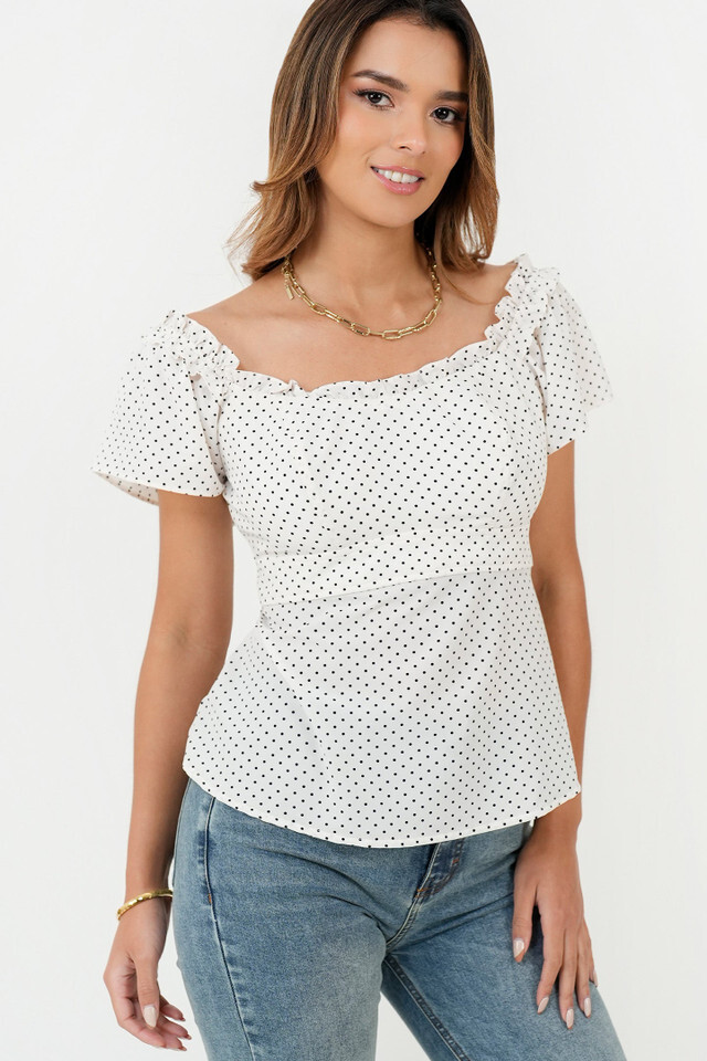 Blusa Manga Corta Escote Cuadrado
