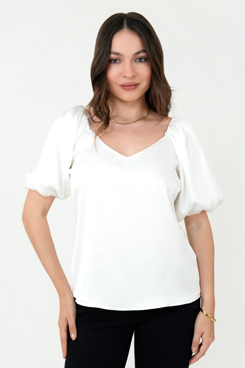 Blusa Manga Corta Escote V Delantero