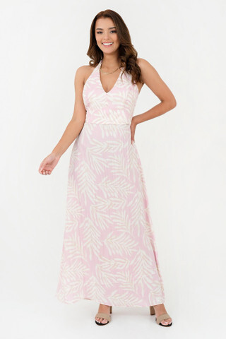 Vestido Maxi Halter con Escote en V Vestido Maxi Halter con Escote en V