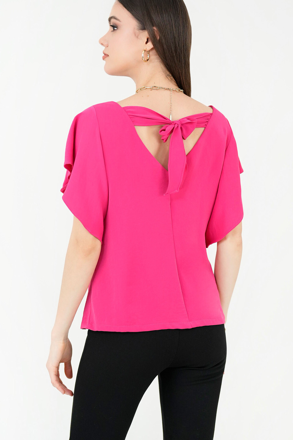 Blusa Manga Corta Lazo Ancho Espalda Blusa Manga Corta Lazo Ancho Espalda