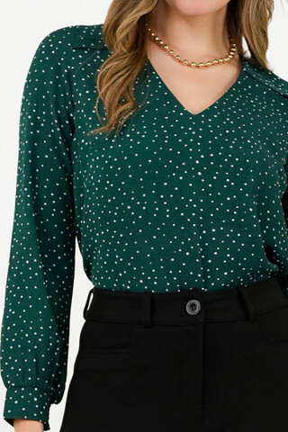 Blusa manga larga con escote en V