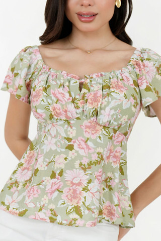 Blusa Manga Corta Seda Bali Escote Corazón